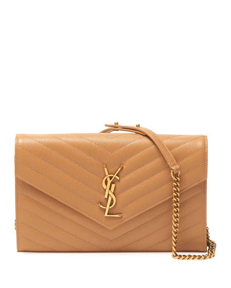 ysl bag brown wallet chain|YSL large wallet on chain.